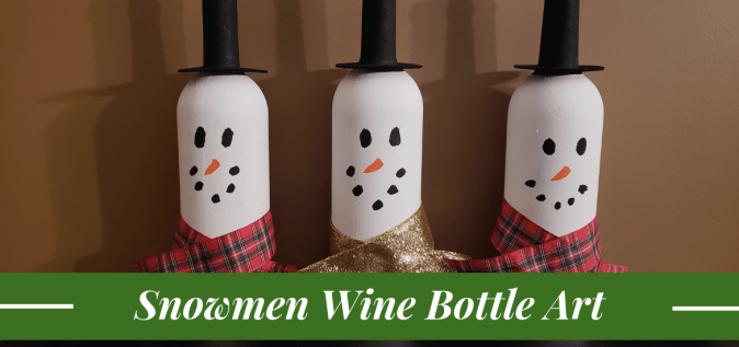 snowmen wine bottle art