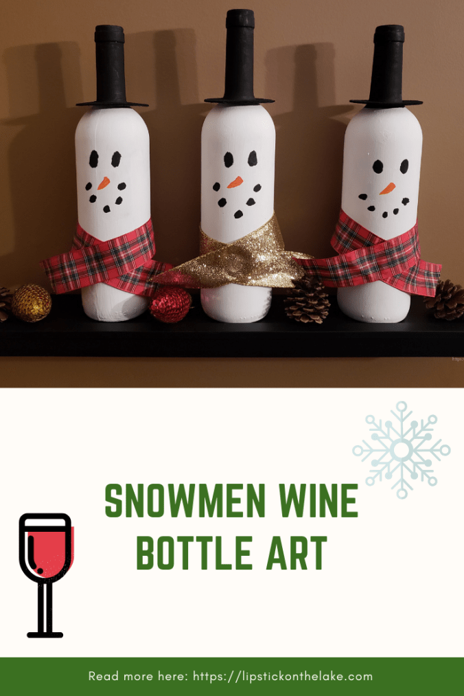 snowmen wine bottle art